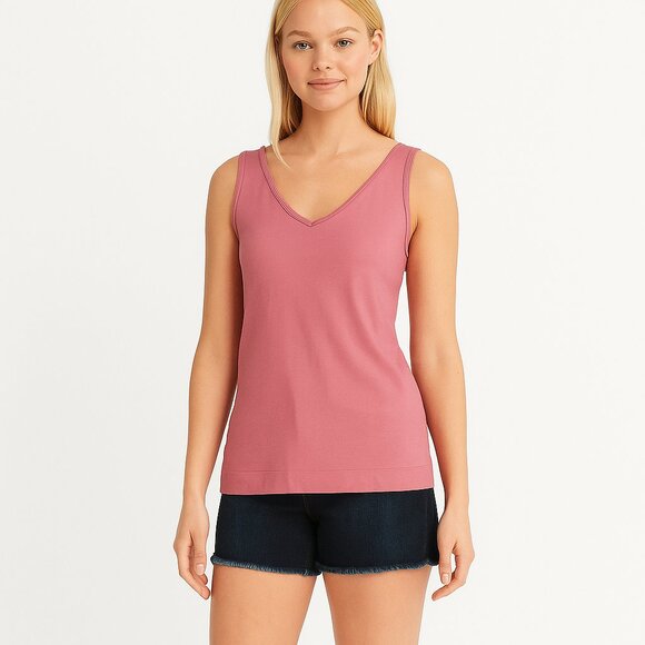 NWT White House Black Market Dual Neck Seamless Tank Cashmere Rose Small #WHBM34 - Picture 1 of 8